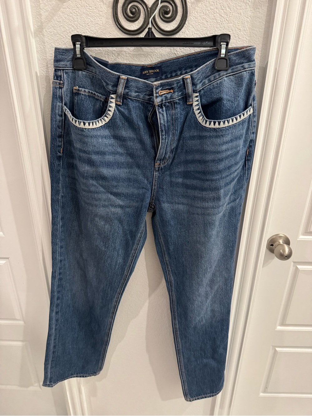 Ramy Brook Joy Crochet Trim Straight Leg Jean